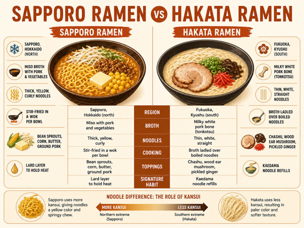 札幌ラーメンと博多ラーメン