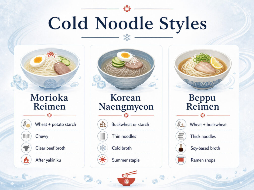 Morioka Reimen vs Naengmyeon vs Beppu Reimen