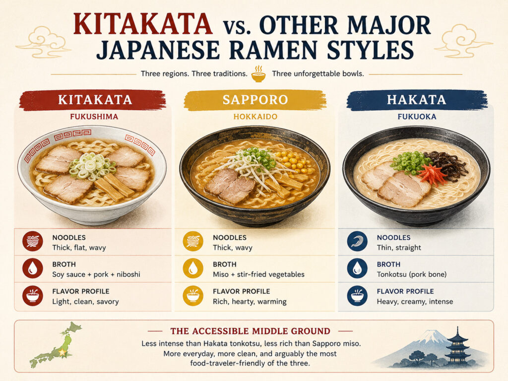 Kitakata vs. Other Major Japanese Ramen Styles