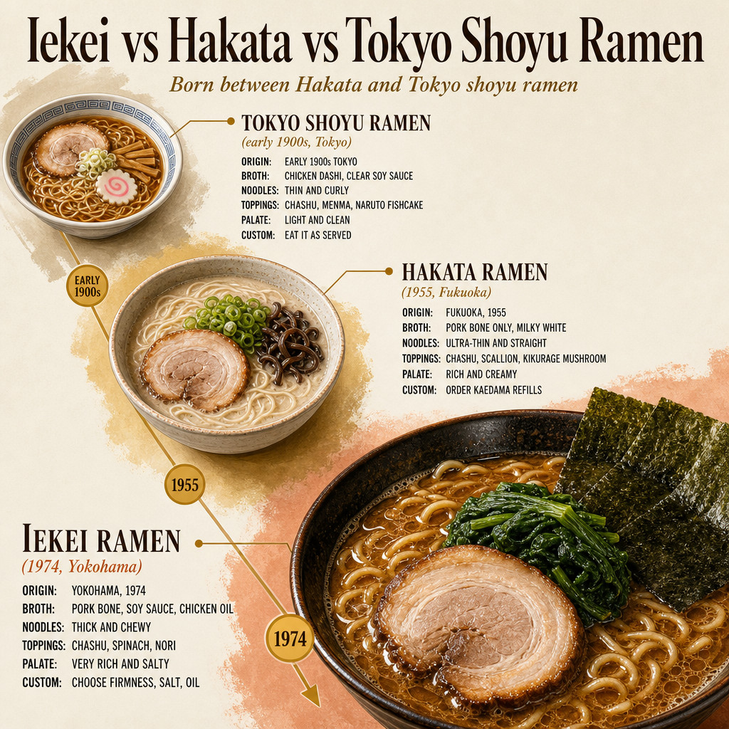 家系ラーメン vs 博多ラーメン vs 東京醤油ラーメン