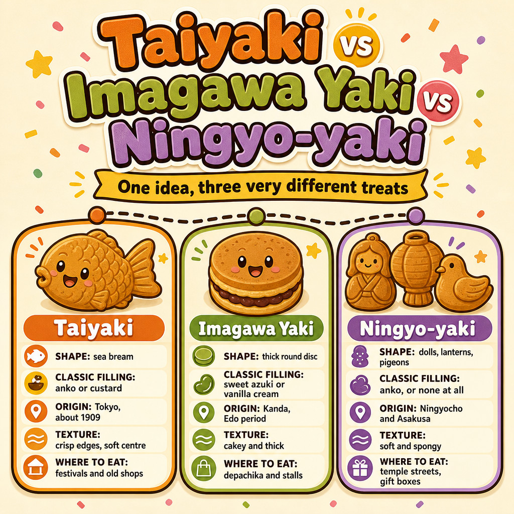 鯛燒 vs 今川燒 vs 人形燒