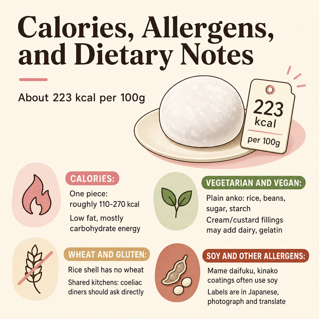 Calorías, alérgenos y notas dietéticas