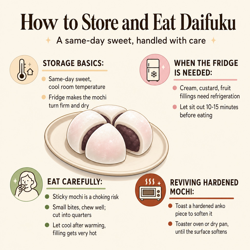 Cómo conservar y comer daifuku