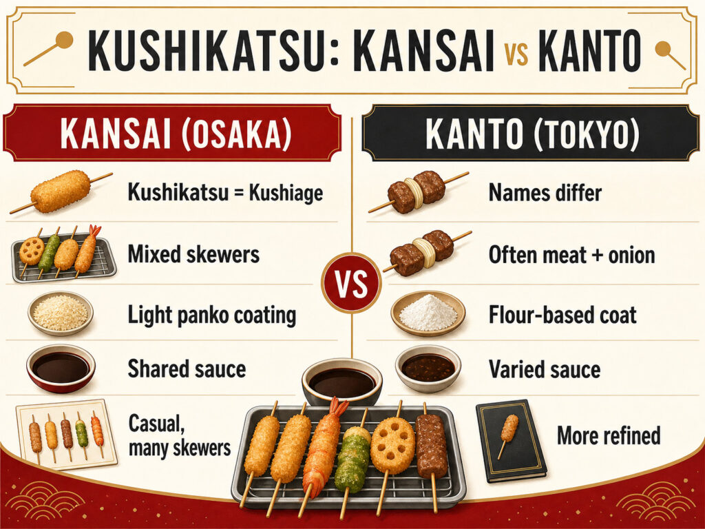 Kanto vs Kansai Kushikatsu