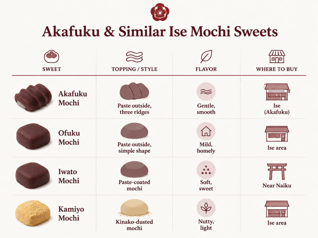Akafuku vs Similar Ise Mochi Sweets