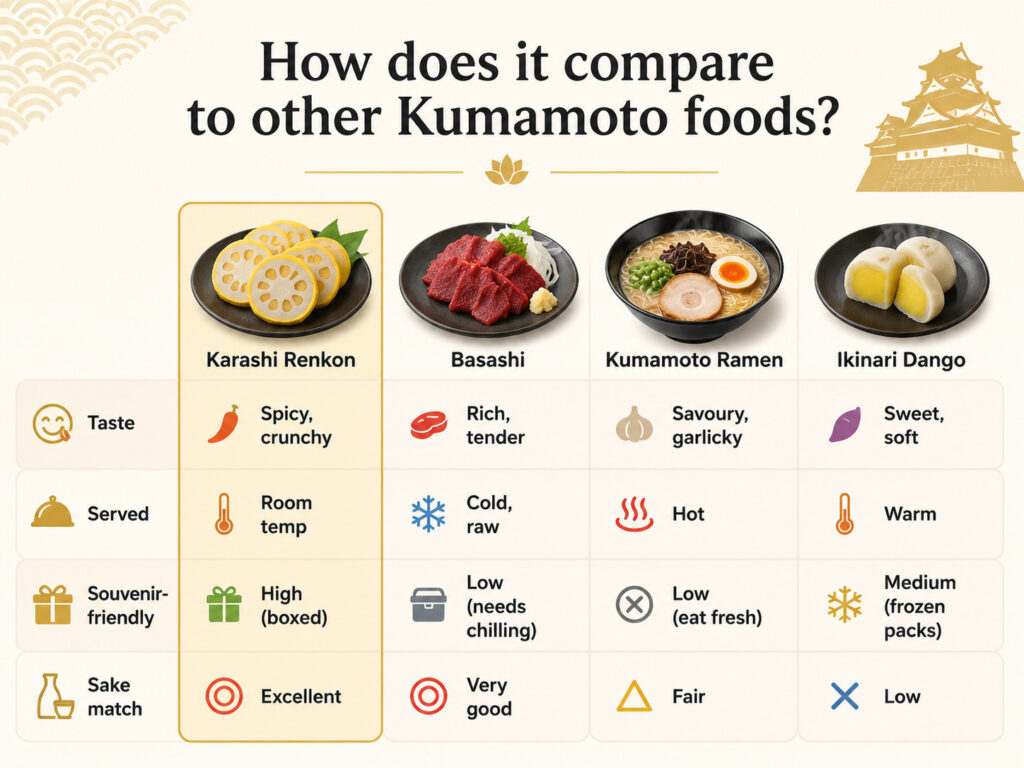 Comment se compare-t-il aux autres spécialités de Kumamoto ?