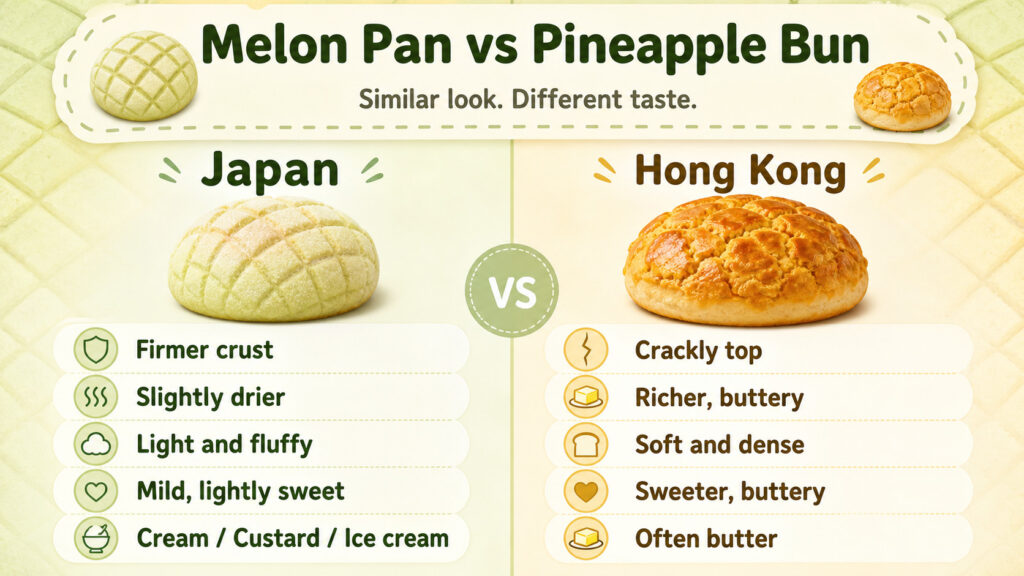 Melon Pan vs Pineapple Bun