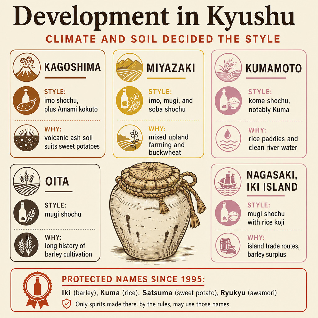Développement du shochu à Kyushu