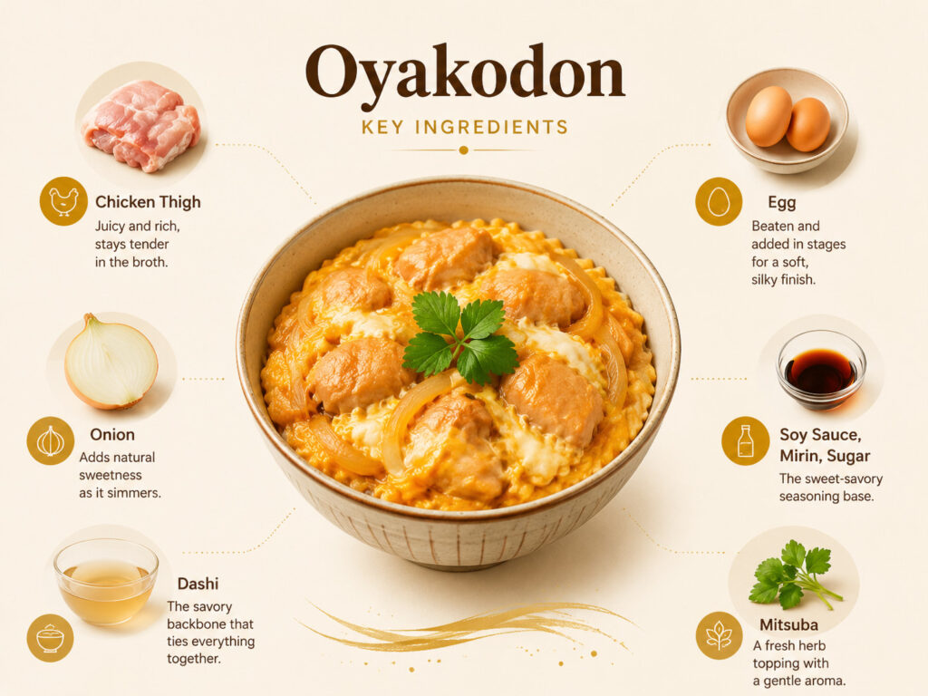 Key Ingredients of oyakodon