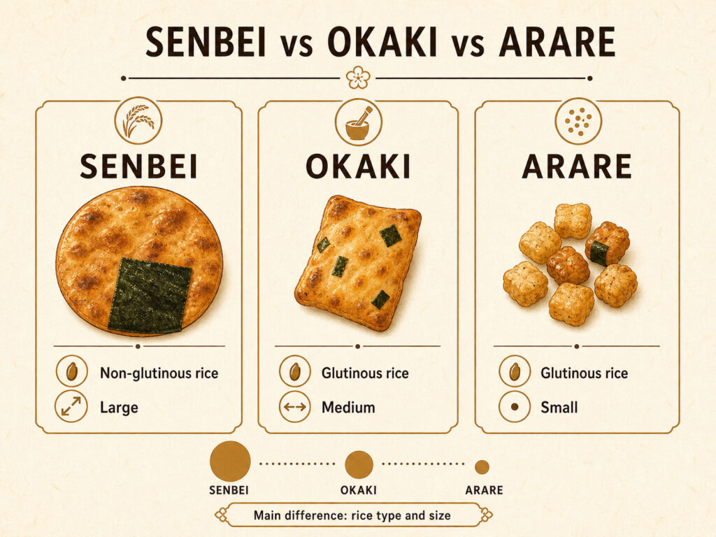 煎饼、霰饼与御欠对比