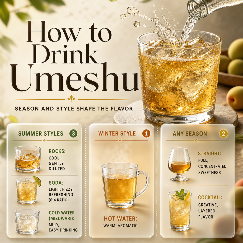 Comment boire l'umeshu : sur glace, soda, eau et cocktails
