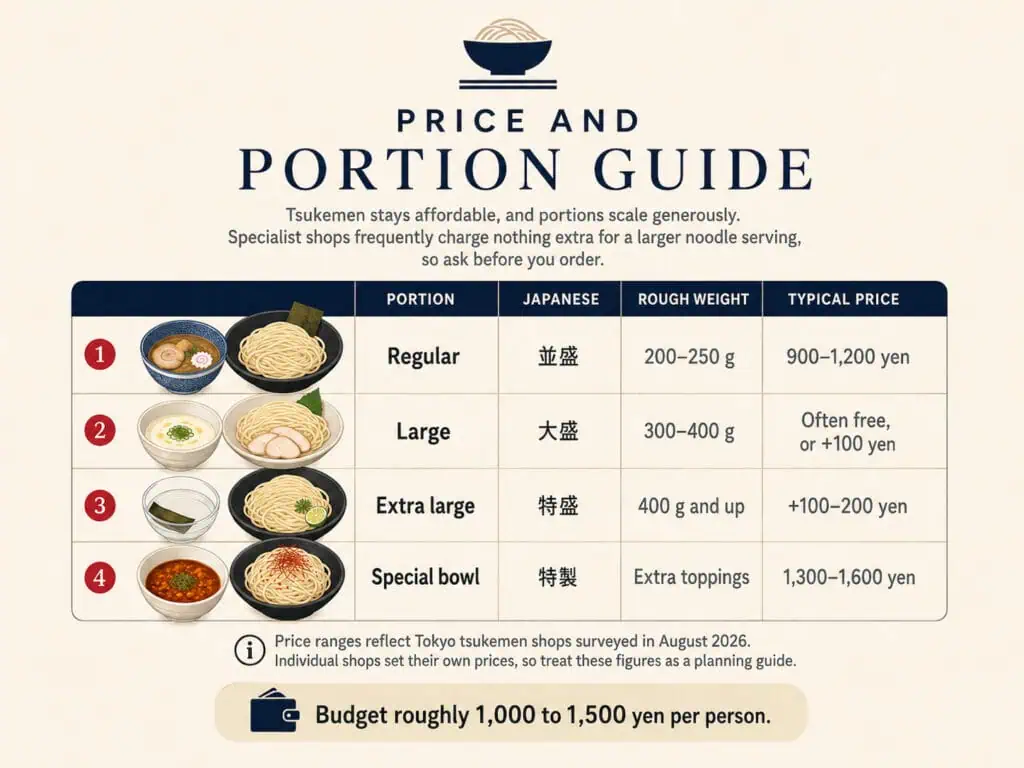 Price and Portion Guide of tsukenmen