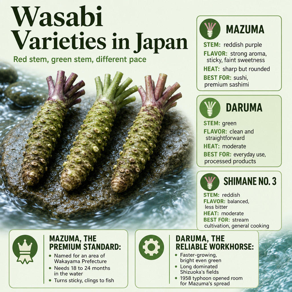 Variedades de Wasabi en Japón