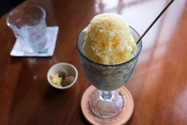 Nagasaki Milk Shake without cherry topping and another glass cup