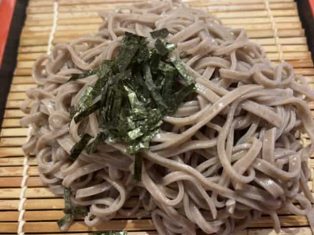 Zaru Soba on bamboo siever