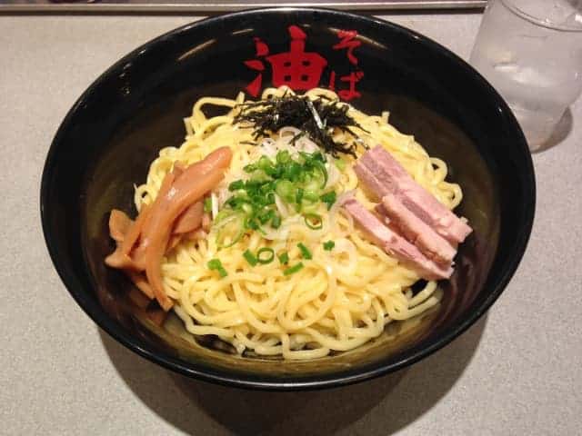 Abura Soba with nori, meat and green onions
