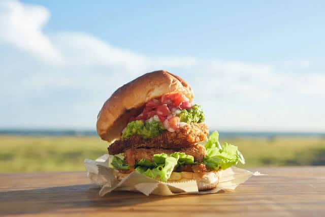 shark burger with beautiful scenery