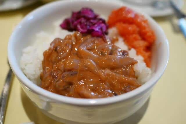 Ika no shiokara with rice