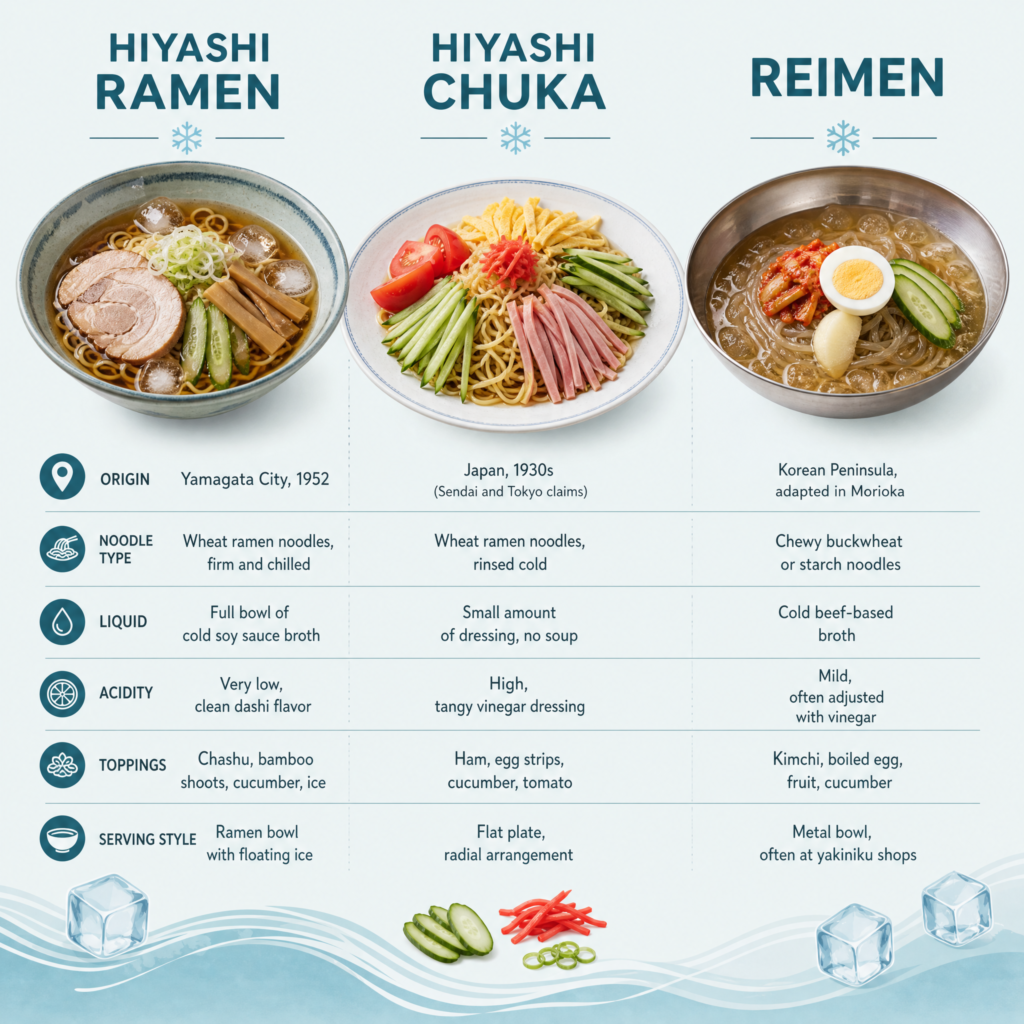 Hiyashi Ramen vs Hiyashi Chuka vs Reimen