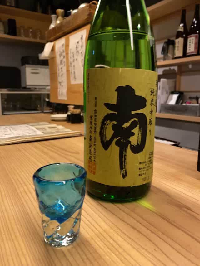 daiginjo sake with blue glass