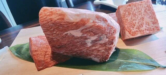 Miyazaki beef being cut