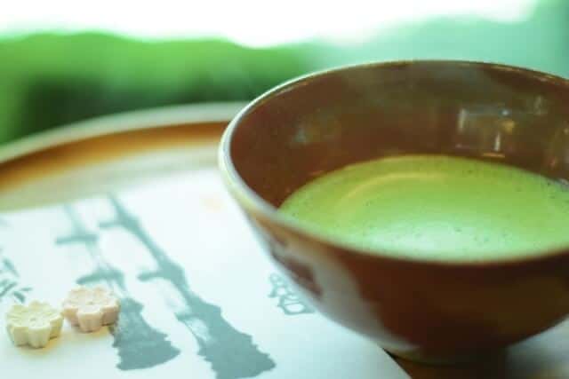 matcha tea on brown cup