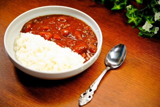 Japanese Curry with spoon beside