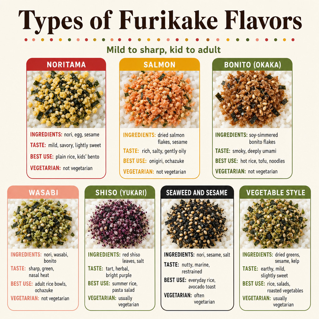 Tipos de sabores de furikake
