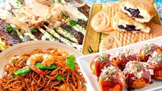different popular Japanese street foods
