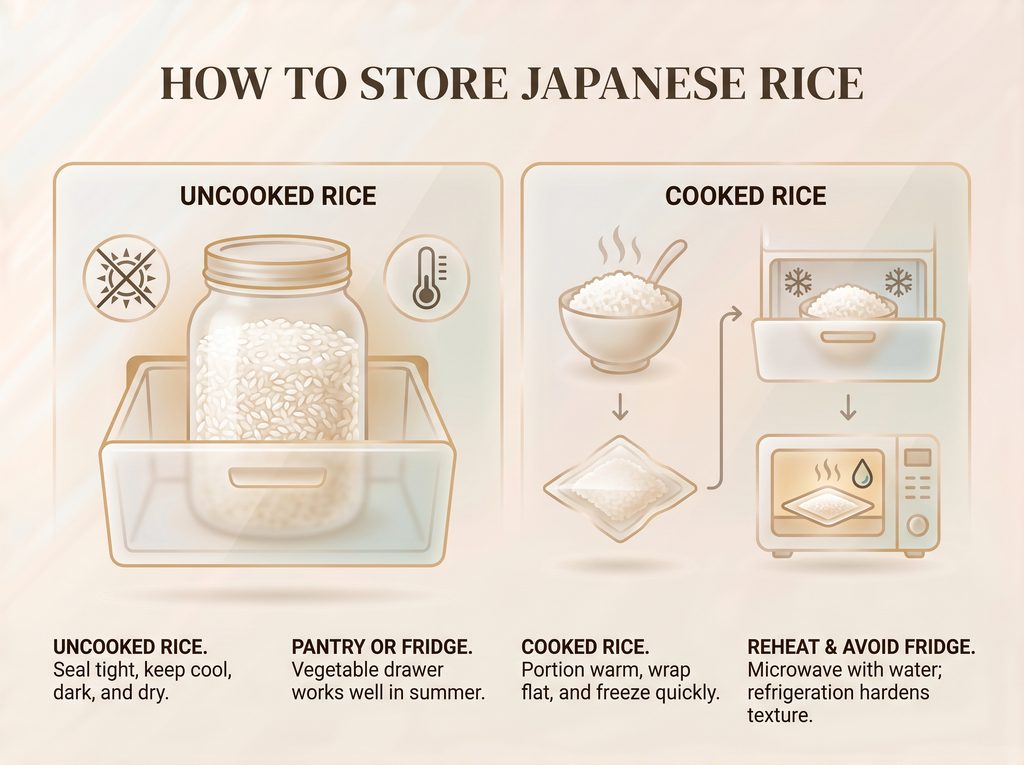 How to store Japanese rice