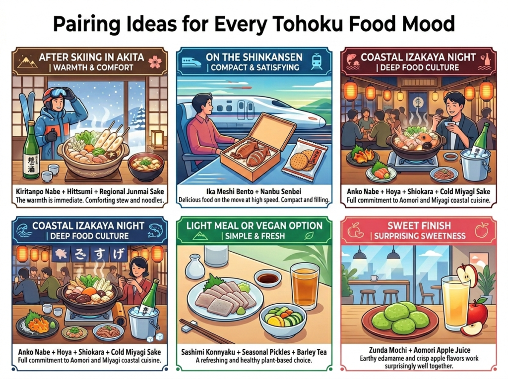 Authentic Japanese dishes from Tohoku region showcasing local flavors and culinary traditions.