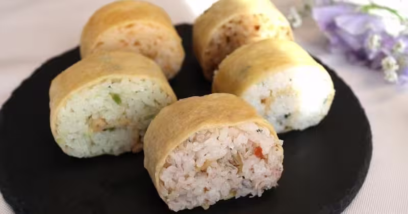 Matsuyama Age Sushi cut into pieces