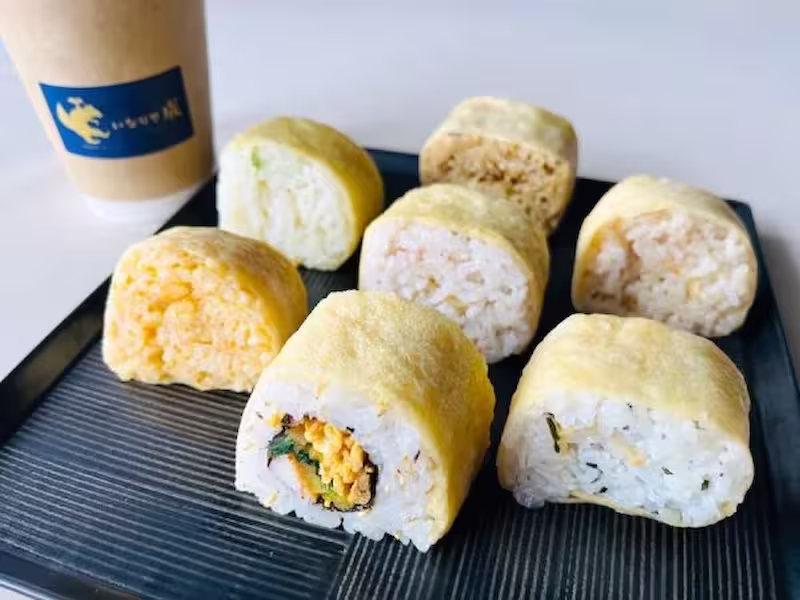 Matsuyama Age Sushi on black plate