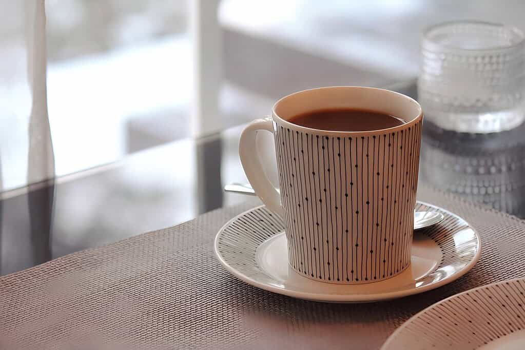 Traditional Japanese coffee served in a stylish cup on a cozy table.