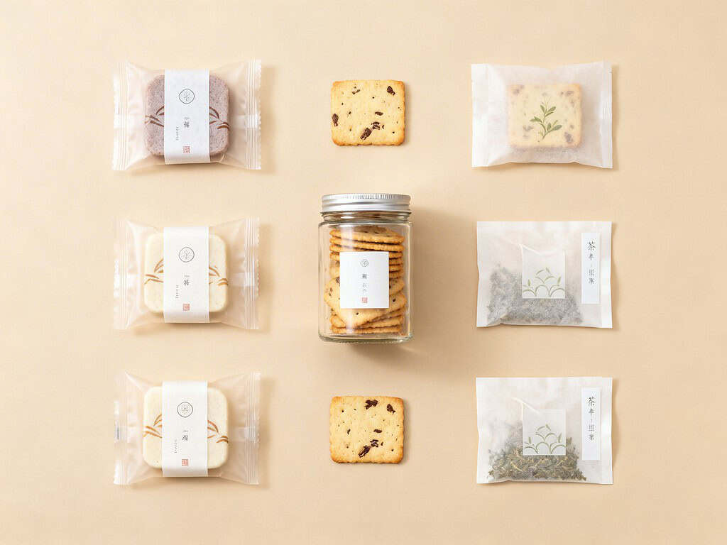 Delicate Japanese gift sweets in clear wrapping, perfect for omiyage and gift packaging, showcasing.