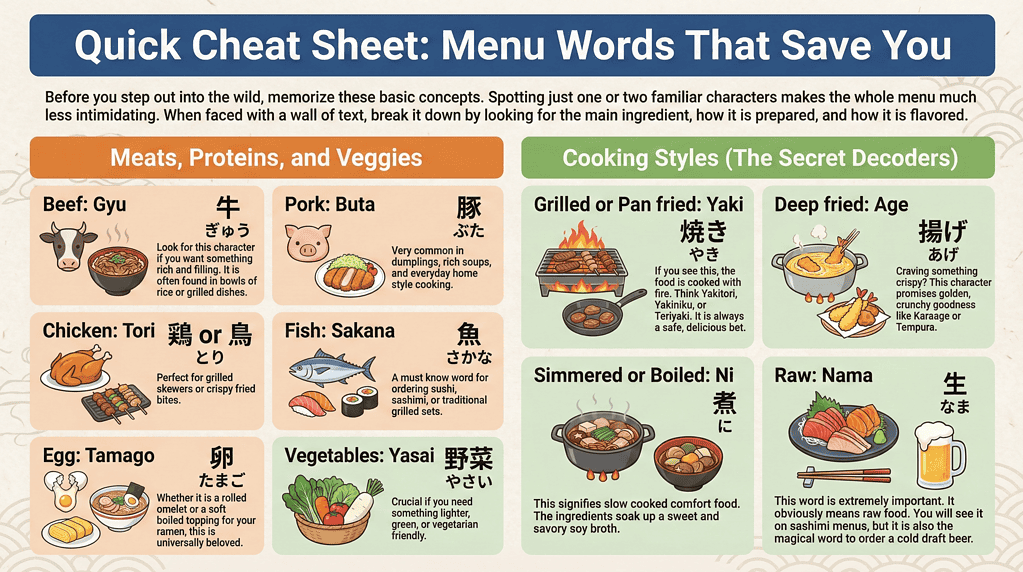 how to order food in japan with no english menu - Quick Cheat Sheet: Menu Words That Save You