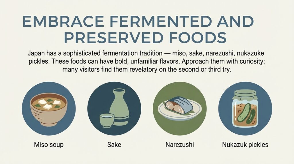 Traditional Japanese fermented foods like miso soup, sake, narezhushi, and nukazuk pickles. Discover.
