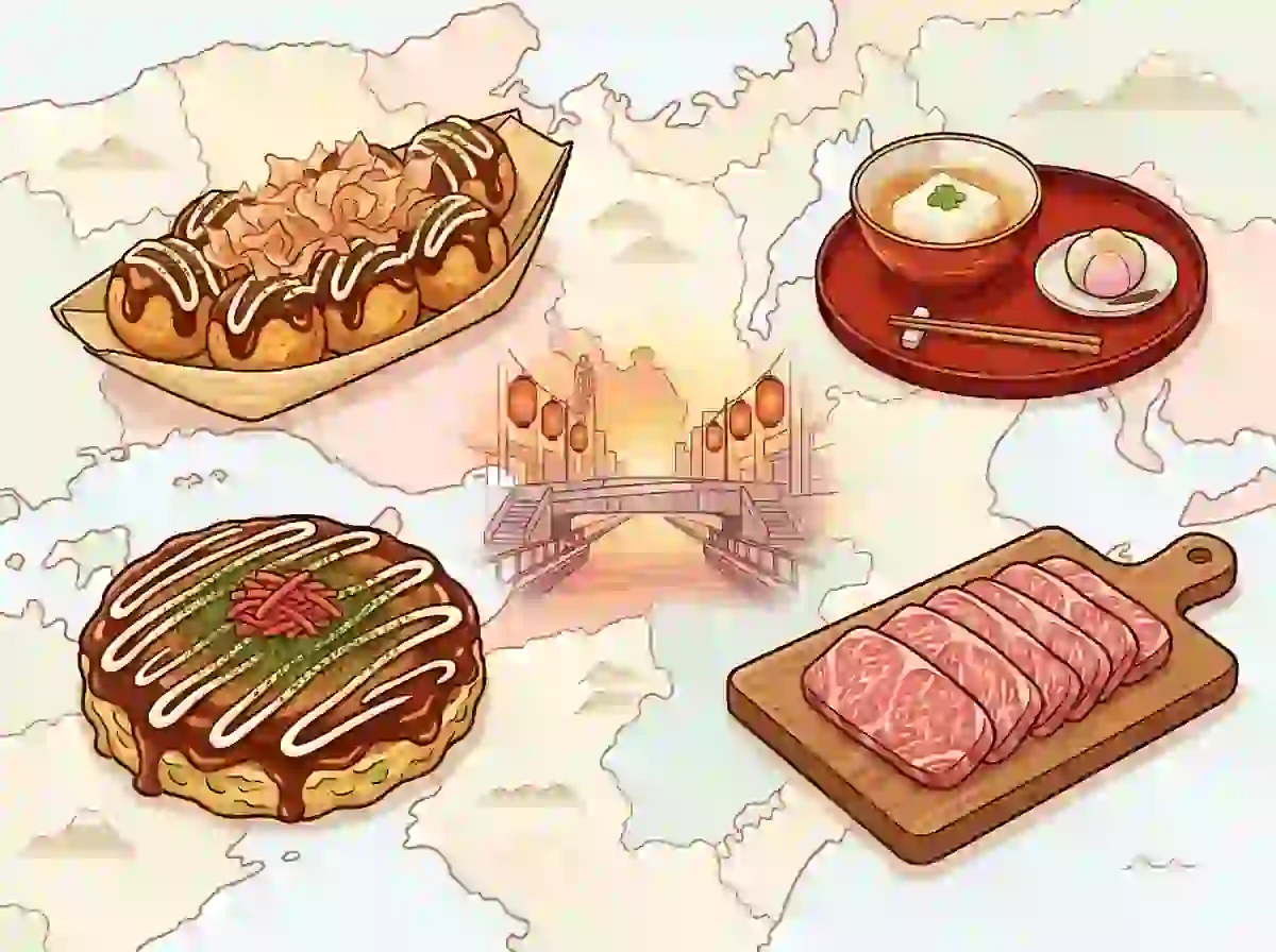 Authentic Kansai cuisine with takoyaki, okonomiyaki, and wagyu beef.