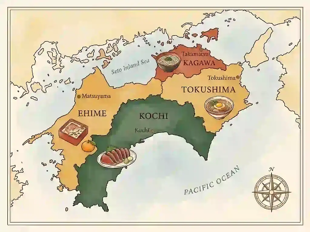 Authentic Shikoku dishes and culinary highlights in Japan.