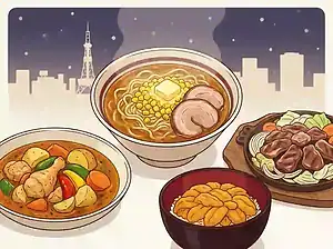 Delicious Sapporo-style ramen featuring rich broth, noodles, pork slices, and corn, showcasing popul.