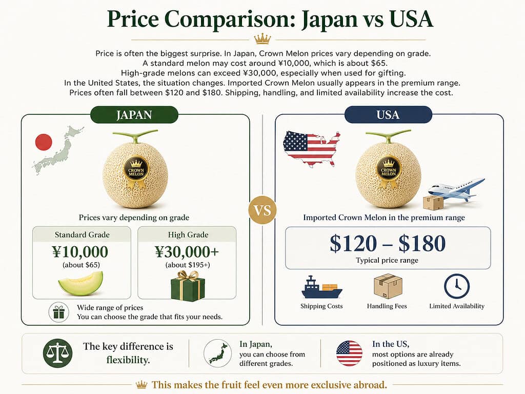 crown melon Price Comparison: Japan vs USA