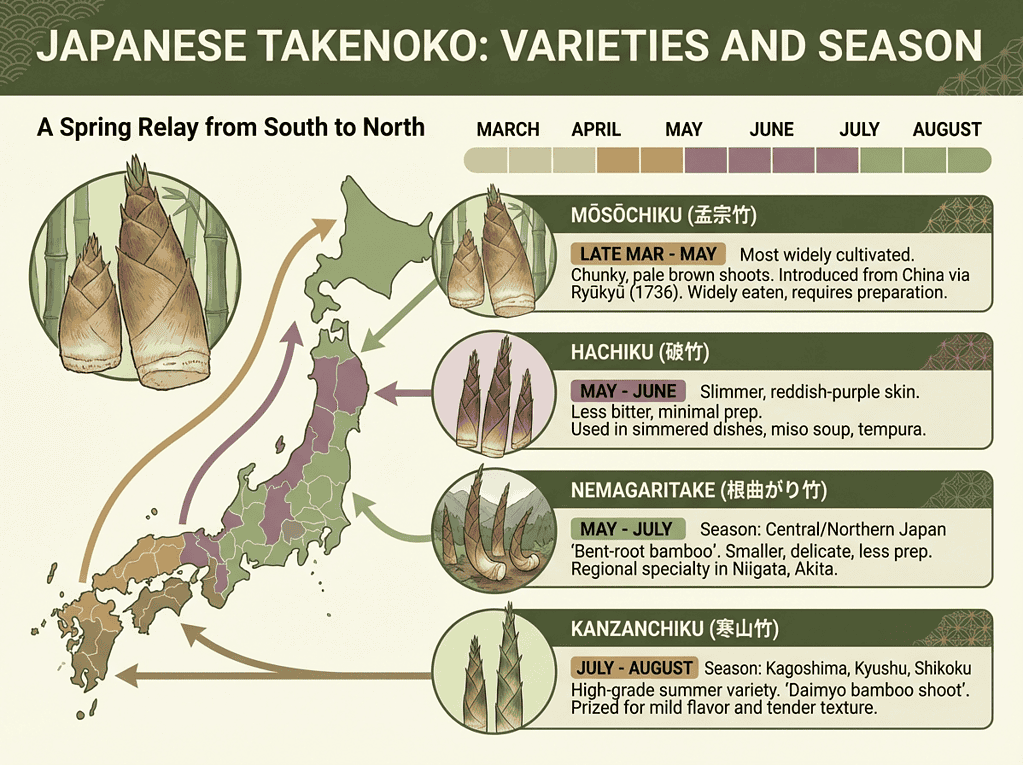 Japanese takenoko Varieties and Season