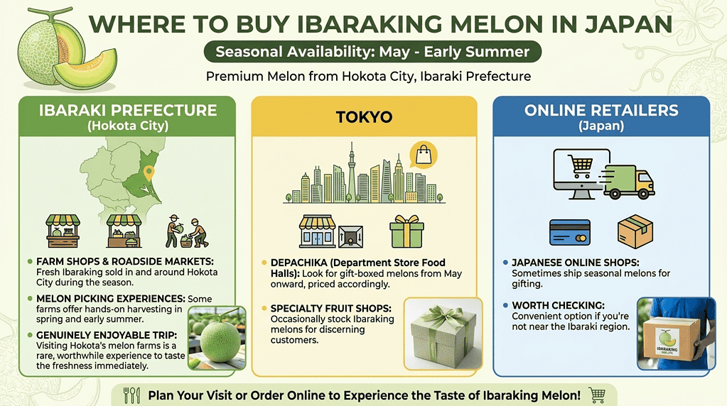 Fresh Ibaraking melon from Ibaraki Prefecture, perfect for summer in Japan.