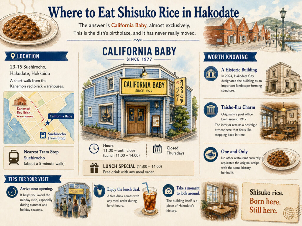 Shisuko Rice served at California Baby shop in Hakodate, Japan.
