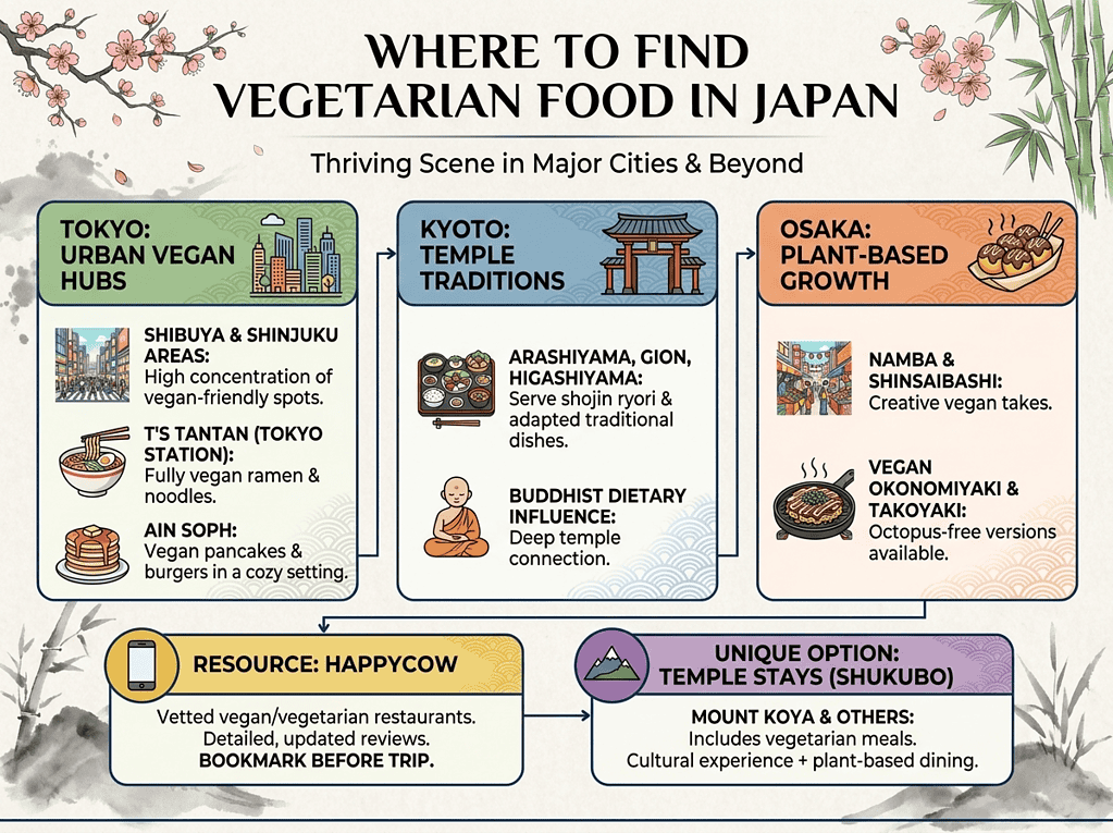 Vegetarian dishes in Japan: top plant-based options and traditional cuisine.