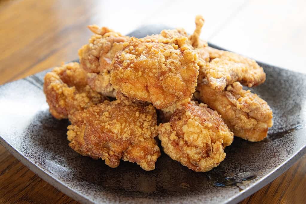 Delicious Zangi, a popular Japanese fried chicken dish from Hokkaido, featuring crispy, flavorful ba.