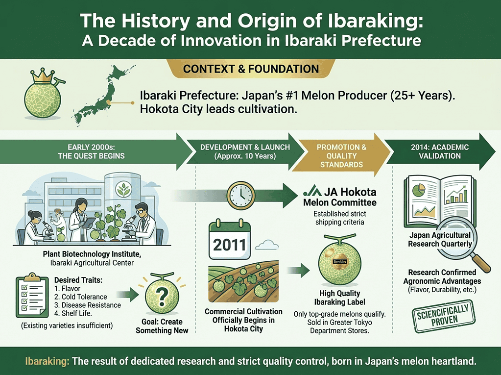 Ibaraking Melon, Japan's high-quality, sweet melon with a smooth rind and juicy flesh.