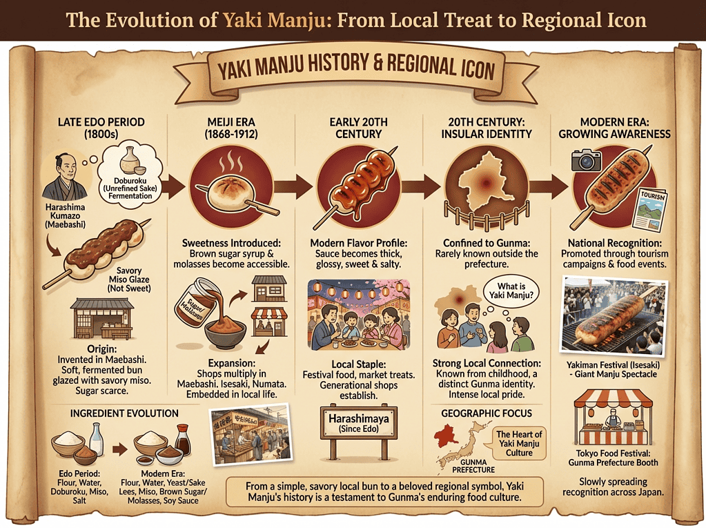 Authentic Yaki Manju with sweet filling, grilled to perfection in Japan.