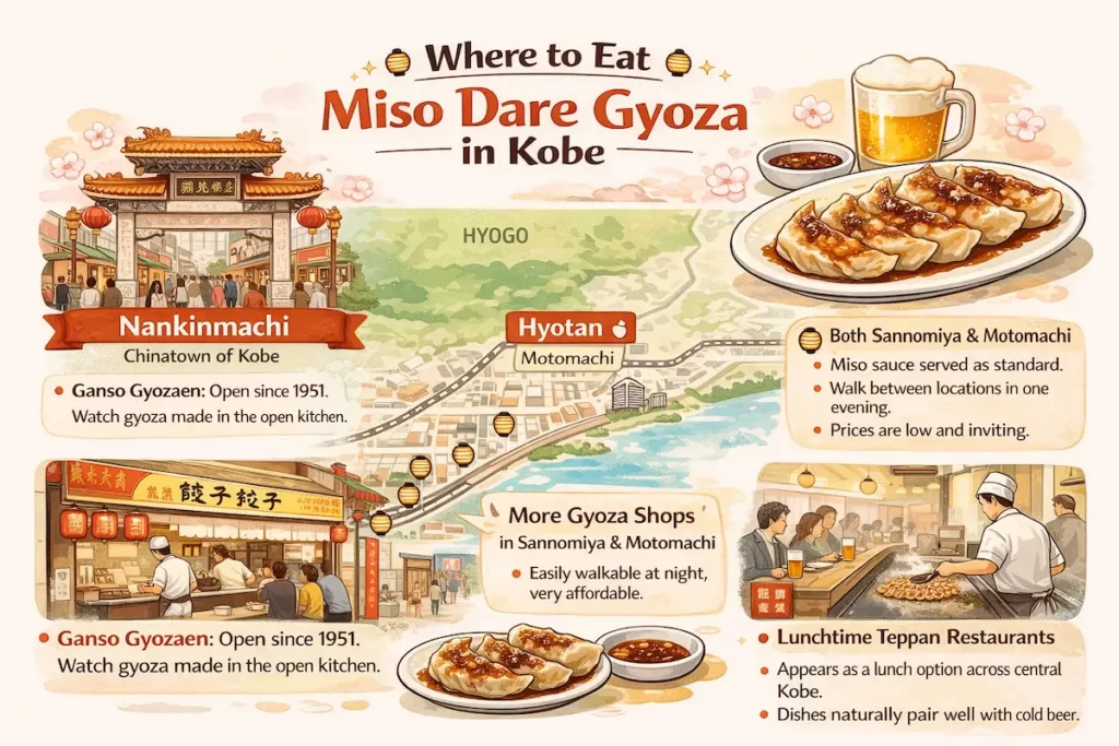 Where to Eat Miso Dare Gyoza in Kobe