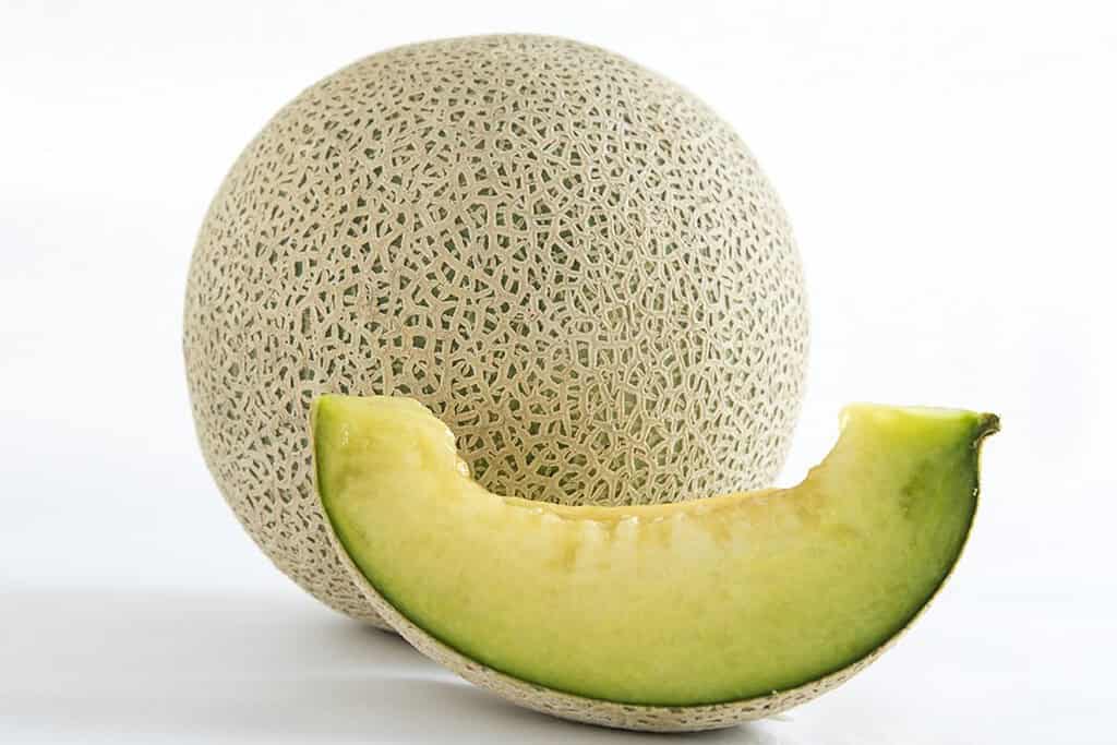 Fresh Ibaraki melon, a popular Japanese fruit known for its sweetness and high quality.